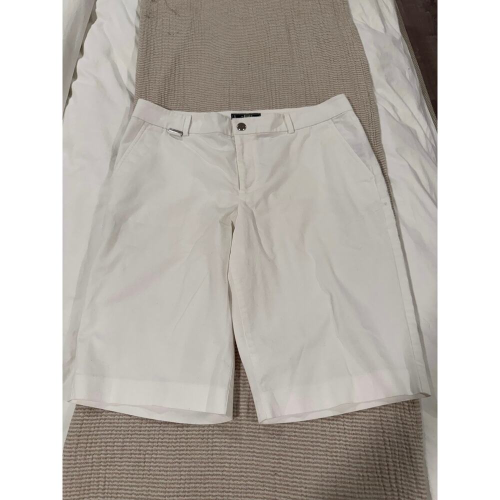 Lauren Active Ralph Lauren White Bermuda Shorts Size 10 Stretch Cotton Preppy